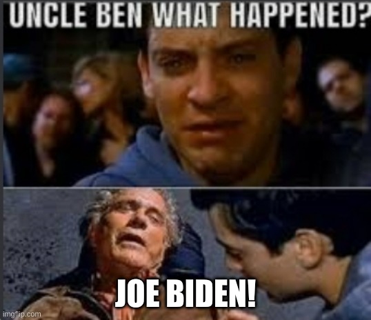 hah lololololo | JOE BIDEN! | image tagged in uncle ben what happened | made w/ Imgflip meme maker