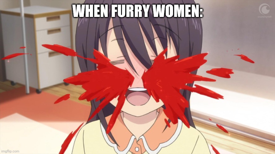 I'm down abysmal | WHEN FURRY WOMEN: | image tagged in anime nosebleed | made w/ Imgflip meme maker