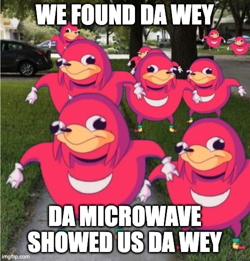 We know da wey bruddass | WE FOUND DA WEY DA MICROWAVE SHOWED US DA WEY | image tagged in we know da wey bruddass | made w/ Imgflip meme maker