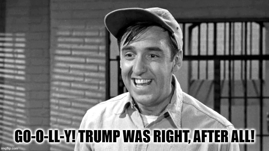 Golly | GO-O-LL-Y! TRUMP WAS RIGHT, AFTER ALL! | image tagged in golly | made w/ Imgflip meme maker