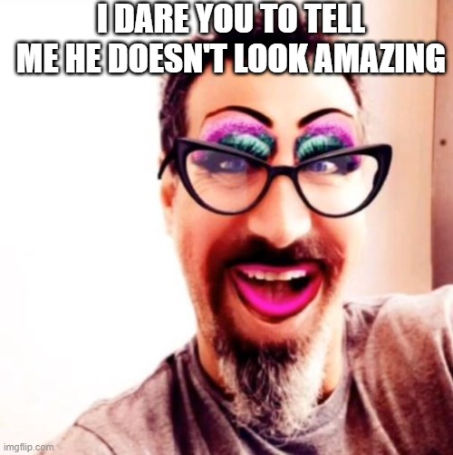 Serj looking cute | I DARE YOU TO TELL ME HE DOESN'T LOOK AMAZING | image tagged in cute | made w/ Imgflip meme maker