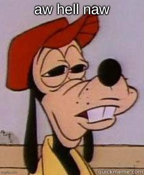 Stoned goofy | aw hell naw | image tagged in stoned goofy | made w/ Imgflip meme maker