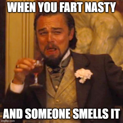 Got em! | WHEN YOU FART NASTY; AND SOMEONE SMELLS IT | image tagged in memes,laughing leo | made w/ Imgflip meme maker