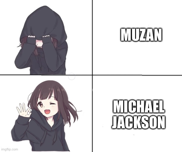 Anime girl hotline bling | MUZAN MICHAEL JACKSON | image tagged in anime girl hotline bling | made w/ Imgflip meme maker