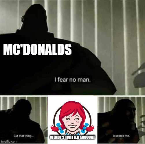 I fear no man | MC'DONALDS; WENDY'S TWITTER ACCOUNT | image tagged in i fear no man | made w/ Imgflip meme maker