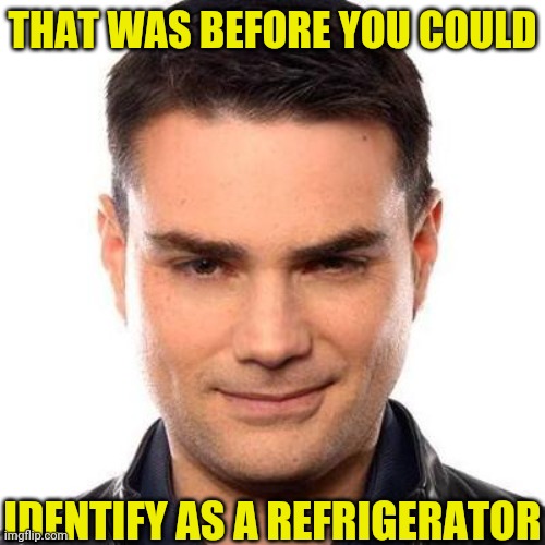 Smug Ben Shapiro | THAT WAS BEFORE YOU COULD IDENTIFY AS A REFRIGERATOR | image tagged in smug ben shapiro | made w/ Imgflip meme maker