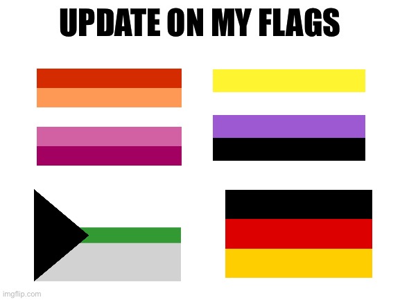 Blank White Template | UPDATE ON MY FLAGS | image tagged in blank white template | made w/ Imgflip meme maker