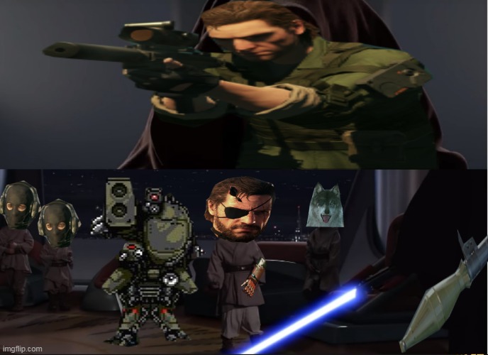 The supreme commander of Outer Heaven | image tagged in metal gear solid,anakin skywalker,video games | made w/ Imgflip meme maker