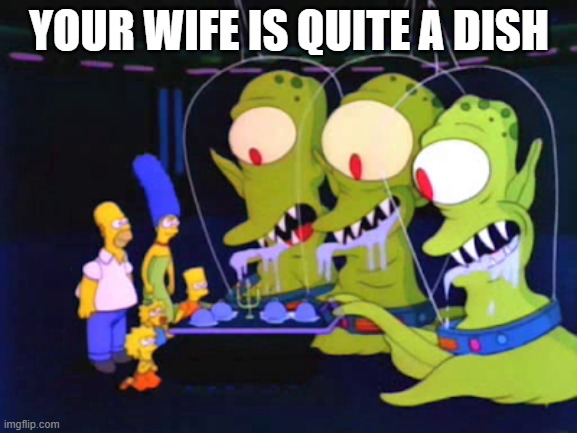 Your wife is quite a dish | YOUR WIFE IS QUITE A DISH | image tagged in the simpsons | made w/ Imgflip meme maker