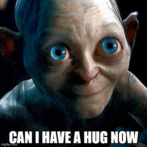 happy smeagol | CAN I HAVE A HUG NOW | image tagged in happy smeagol | made w/ Imgflip meme maker