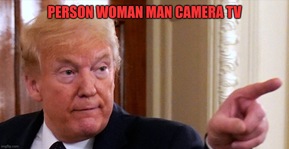 Diaper Don proving he is as smart as he ever was | PERSON WOMAN MAN CAMERA TV | image tagged in trump pointing | made w/ Imgflip meme maker