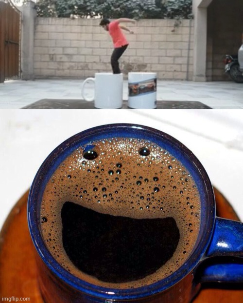 That jump to cup | image tagged in coffee cup smile,optical illusion,comment section,comments,memes,cup | made w/ Imgflip meme maker
