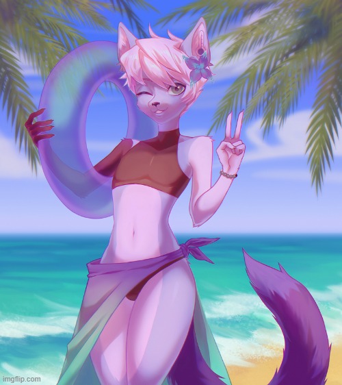 I miss the beach xD (By wryyyto) | image tagged in beach,memes,furry,swimming,femboy | made w/ Imgflip meme maker