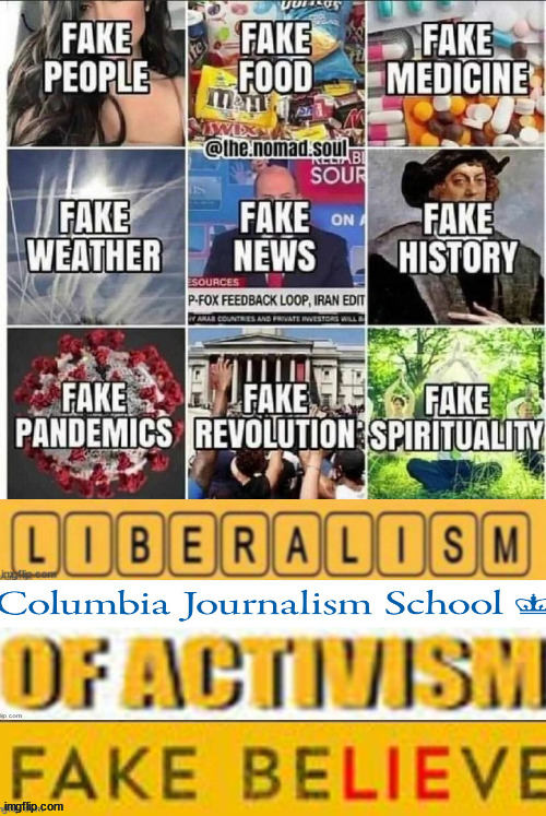 Columbia School of Activism....The Fake Believe "media" | image tagged in columbia school,fake believe,media,democrats,pravda | made w/ Imgflip meme maker