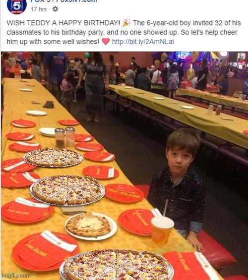 Pineapple pizza ruins another poor kid's life... | image tagged in pizza party for 1,pineapple pizza,its time to stop,but why why would you do that | made w/ Imgflip meme maker