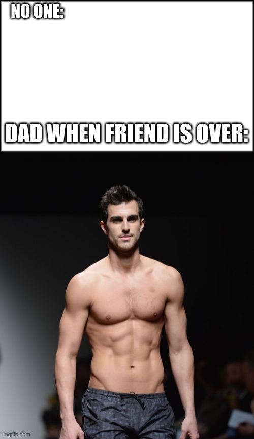 NO ONE:; DAD WHEN FRIEND IS OVER: | image tagged in dad | made w/ Imgflip meme maker