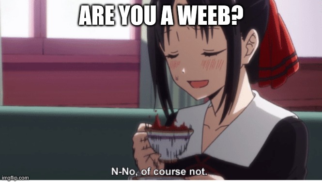 i'm an otaku and a weeb | ARE YOU A WEEB? | image tagged in no of course not | made w/ Imgflip meme maker
