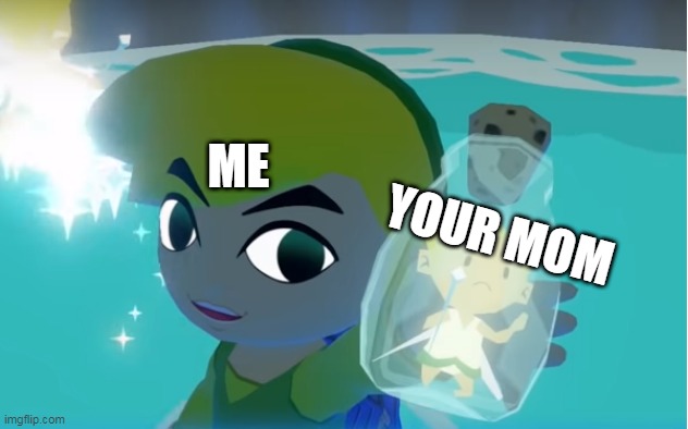 this reminds me the good old days of the internet | ME; YOUR MOM | image tagged in legend of zelda fairy in a bottle,your mom,memes,nintendo,the legend of zelda,troll | made w/ Imgflip meme maker