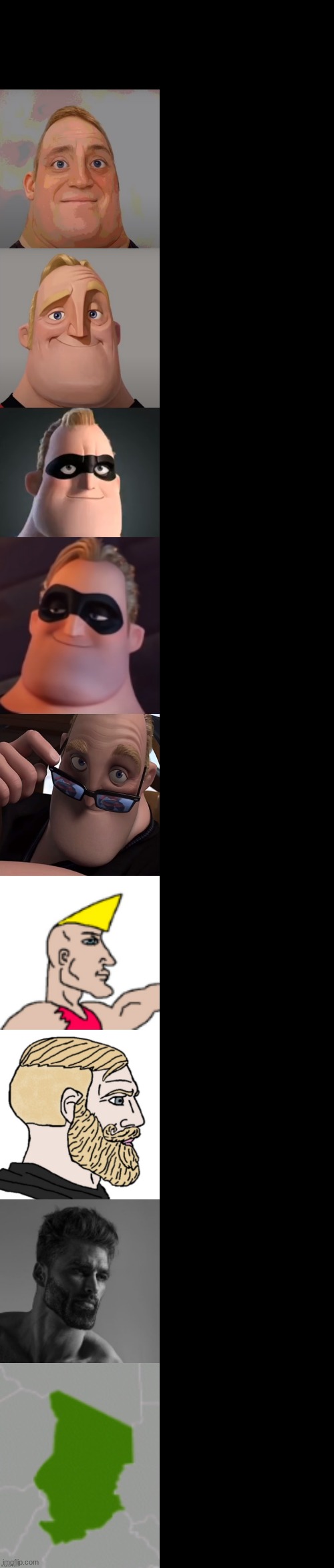 Mr Incredible becoming chad Blank Meme Template