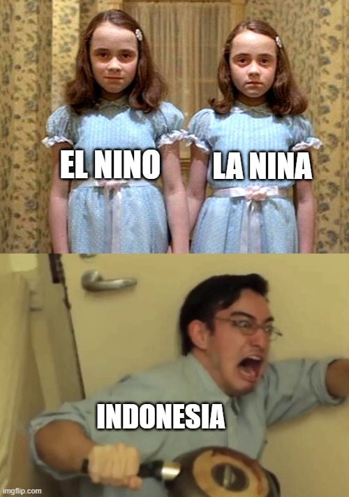 el nino la nina | LA NINA; EL NINO; INDONESIA | image tagged in science | made w/ Imgflip meme maker