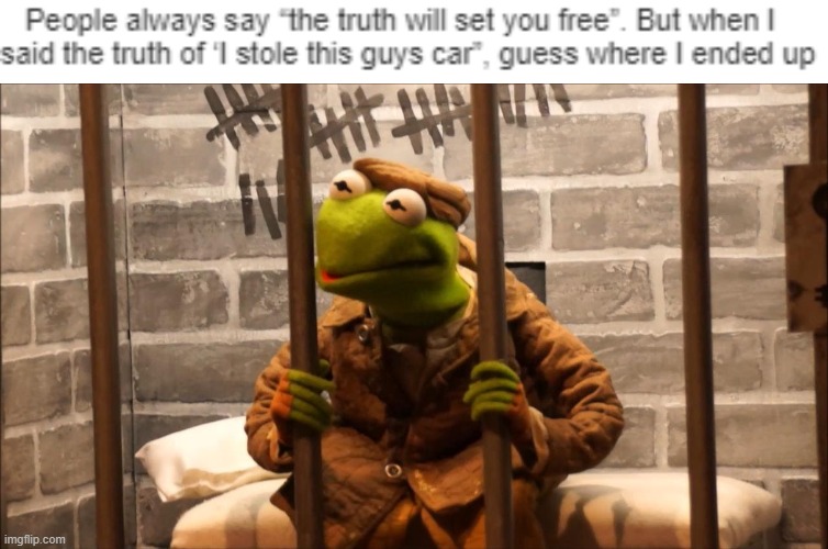 image tagged in kermit in jail,crime,memes,funny,logic,you have been eternally cursed for reading the tags | made w/ Imgflip meme maker
