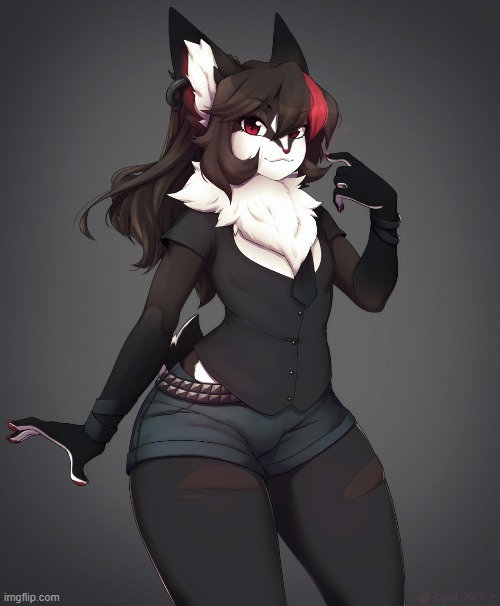 Dem THIGHS tho! (By suelix) | image tagged in furry,artwork,femboy,thighs | made w/ Imgflip meme maker