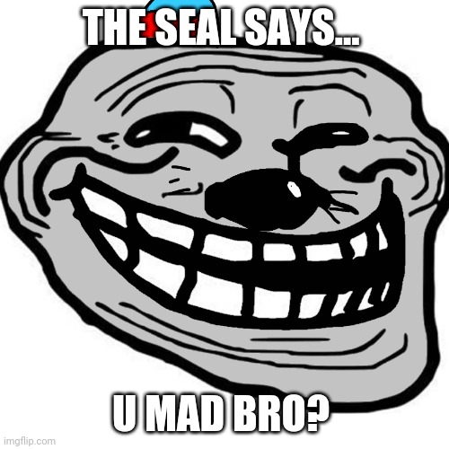 What's the random seal say? | THE SEAL SAYS... U MAD BRO? | image tagged in seal,troll face,funny | made w/ Imgflip meme maker