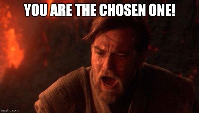 You Were The Chosen One (Star Wars) Meme | YOU ARE THE CHOSEN ONE! | image tagged in memes,you were the chosen one star wars | made w/ Imgflip meme maker