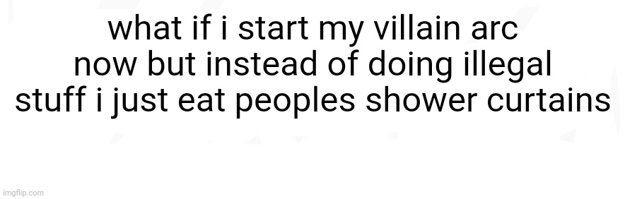 there are 2 sexes | what if i start my villain arc now but instead of doing illegal stuff i just eat peoples shower curtains | image tagged in there are 2 sexes | made w/ Imgflip meme maker