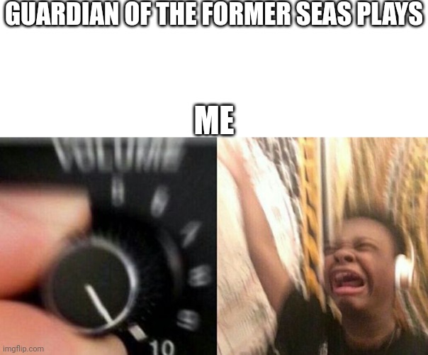 Man, DM Dorkuro is a great music maker | GUARDIAN OF THE FORMER SEAS PLAYS; ME | image tagged in turn up the music | made w/ Imgflip meme maker