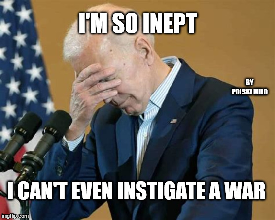 no war | I'M SO INEPT; BY POLSKI MILO; I CAN'T EVEN INSTIGATE A WAR | image tagged in political humor | made w/ Imgflip meme maker