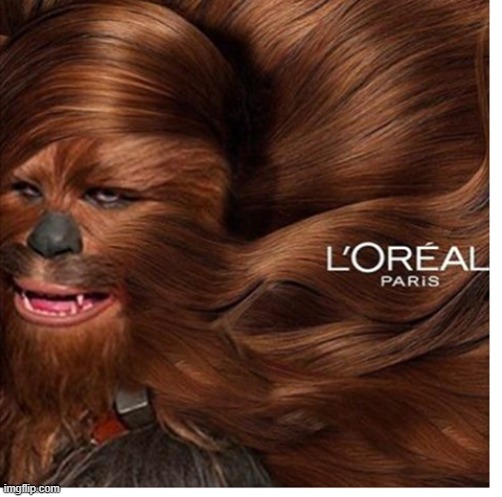 *chewbacca noises* | image tagged in star wars,chewbacca,loreal paris | made w/ Imgflip meme maker