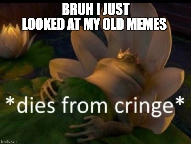 *dies of cringe* | BRUH I JUST LOOKED AT MY OLD MEMES | image tagged in dies of cringe | made w/ Imgflip meme maker