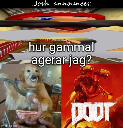 I translated "how old do i act" to Swedish | hur gammal agerar jag? | image tagged in josh's announcement temp v2 0 | made w/ Imgflip meme maker