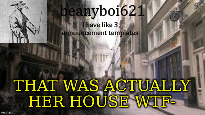 It all makes sense now... | THAT WAS ACTUALLY HER HOUSE WTF- | image tagged in medival beany | made w/ Imgflip meme maker