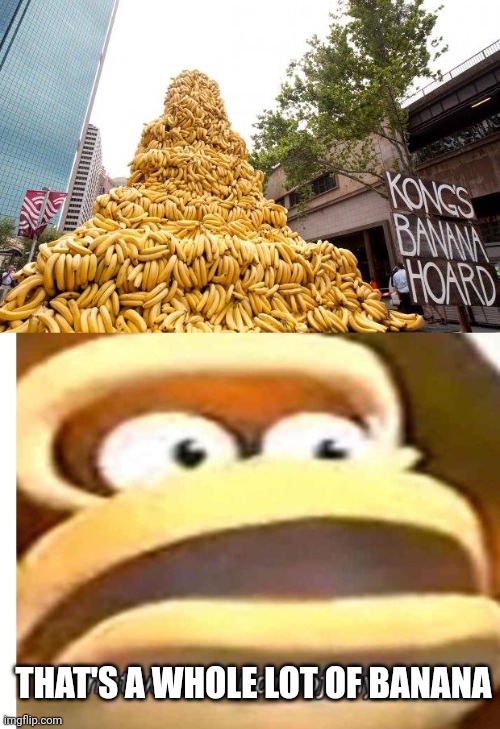DK'S DREAM COME TRUE | THAT'S A WHOLE LOT OF BANANA | image tagged in that wasn't part of my plan,donkey kong,bananas,banana | made w/ Imgflip meme maker