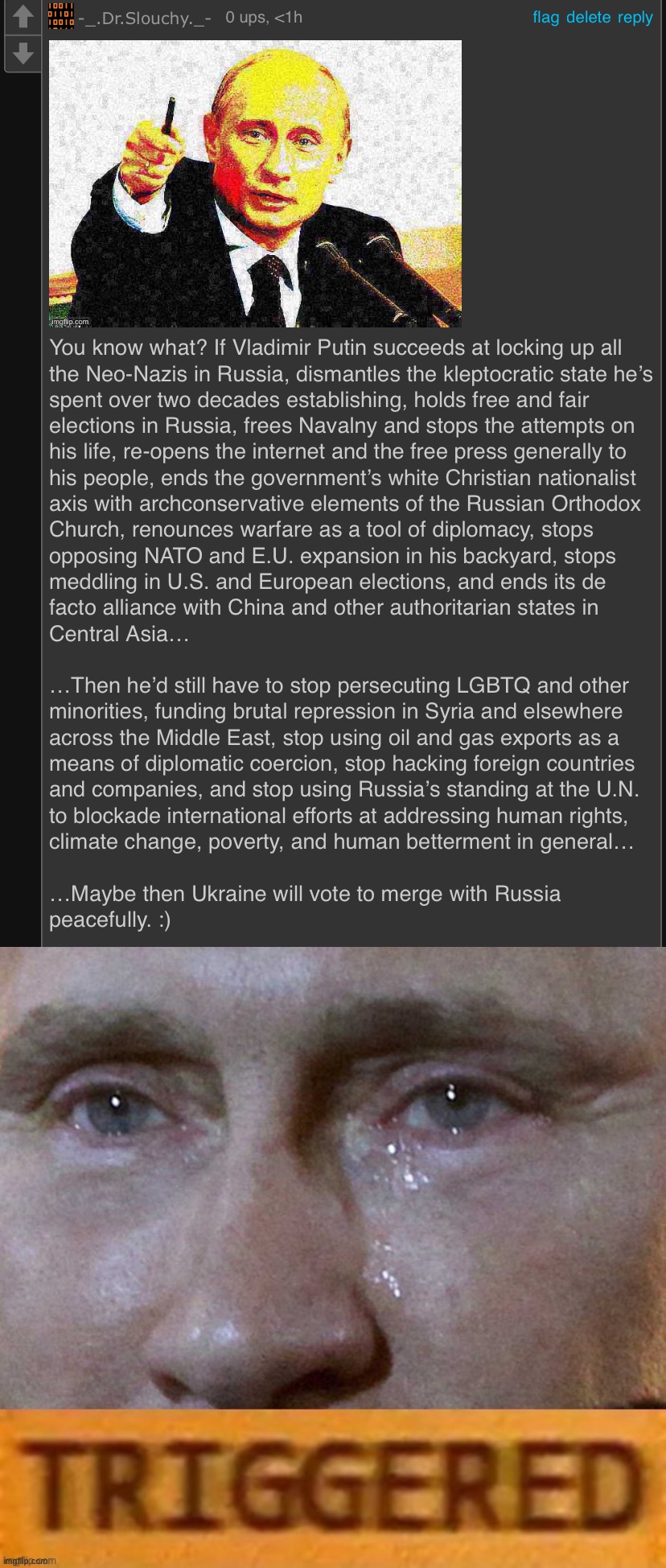 How Russia can conquer Ukraine without firing a shot — you heard it here first! | image tagged in sloth roast vladimir putin,putin triggered | made w/ Imgflip meme maker