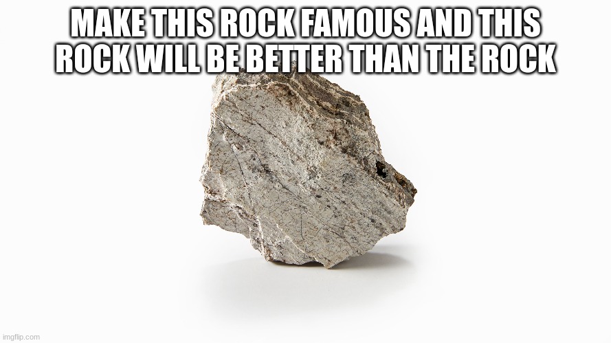 rock | MAKE THIS ROCK FAMOUS AND THIS ROCK WILL BE BETTER THAN THE ROCK | image tagged in rock,the rock | made w/ Imgflip meme maker