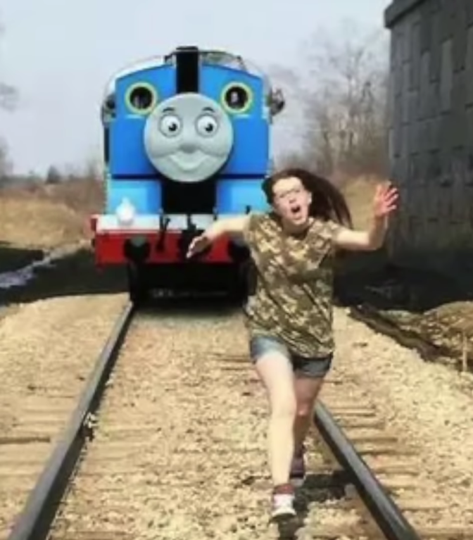 Woman Running From Thomas Blank Meme Template
