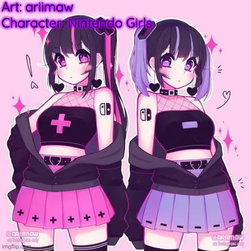 (Nintendo Girls) | Art: ariimaw; Character: Nintendo Girls | image tagged in anime,artist | made w/ Imgflip meme maker