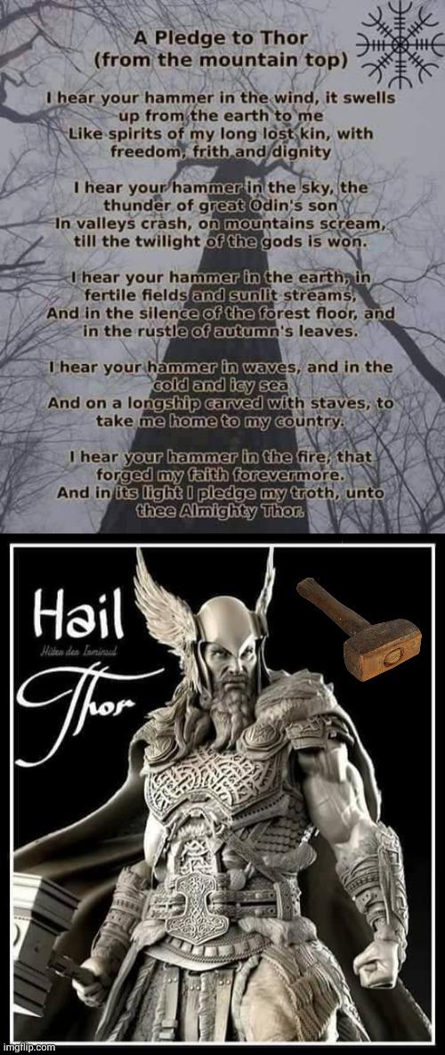 Thor poem | image tagged in hammer | made w/ Imgflip meme maker