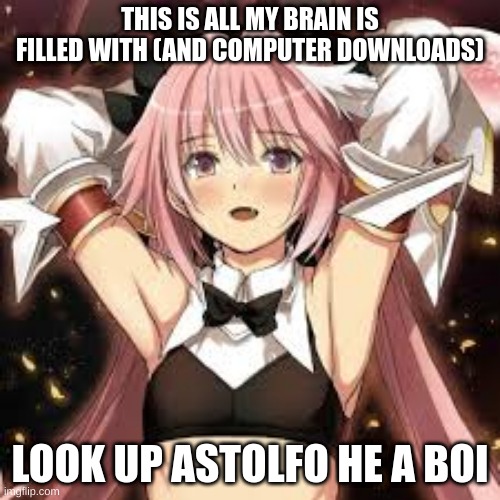 THIS IS ALL MY BRAIN IS FILLED WITH (AND COMPUTER DOWNLOADS); LOOK UP ASTOLFO HE A BOI | made w/ Imgflip meme maker