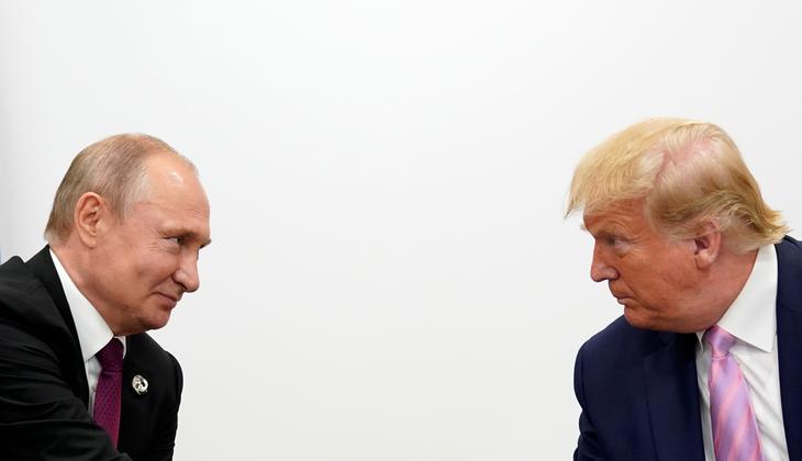 High Quality Putin and his protege Trump flirting Blank Meme Template