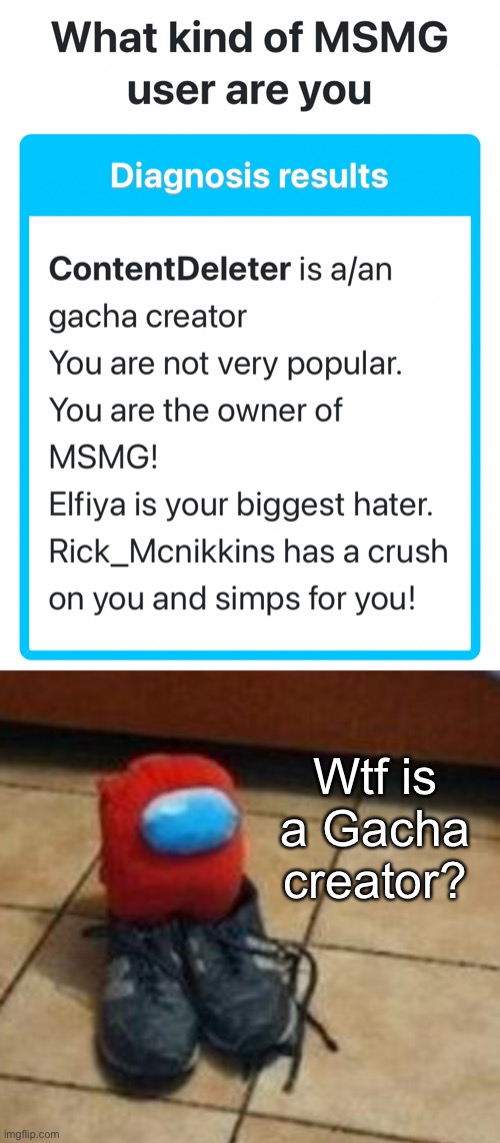 Did my old username first | Wtf is a Gacha creator? | made w/ Imgflip meme maker