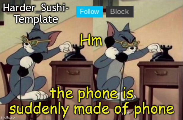 hmmm | Hm; the phone is suddenly made of phone | image tagged in harder_sushi- template,hmmm | made w/ Imgflip meme maker