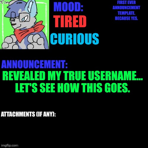TIRED; CURIOUS; REVEALED MY TRUE USERNAME... LET'S SEE HOW THIS GOES. | made w/ Imgflip meme maker