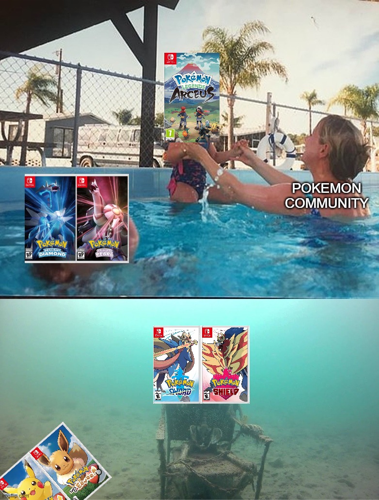 Mother Ignoring Kid Drowning In A Pool | POKEMON COMMUNITY | image tagged in mother ignoring kid drowning in a pool | made w/ Imgflip meme maker