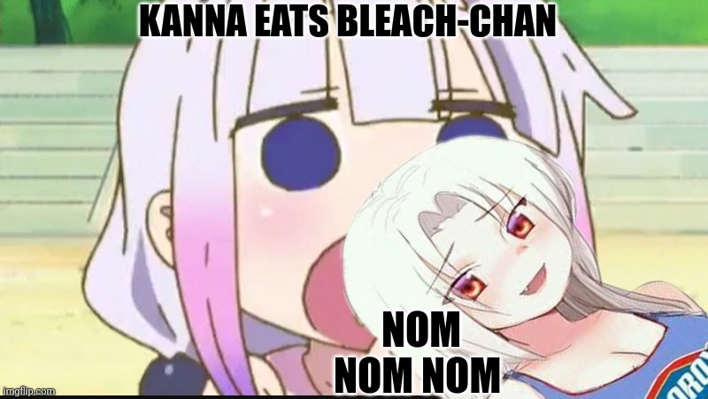 But why? Why would you do that? | KANNA EATS BLEACH-CHAN; NOM NOM NOM | image tagged in kanna eating a crab,but why why would you do that,kanna kamui,bleach | made w/ Imgflip meme maker