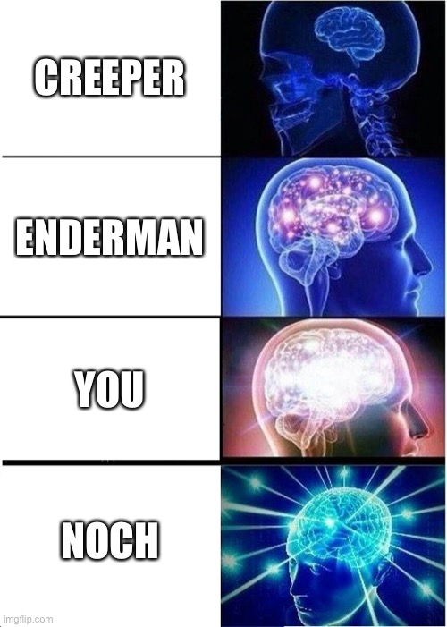 Expanding Brain Meme | CREEPER; ENDERMAN; YOU; NOCH | image tagged in memes,expanding brain | made w/ Imgflip meme maker