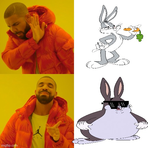 big chungus | image tagged in memes,drake hotline bling | made w/ Imgflip meme maker